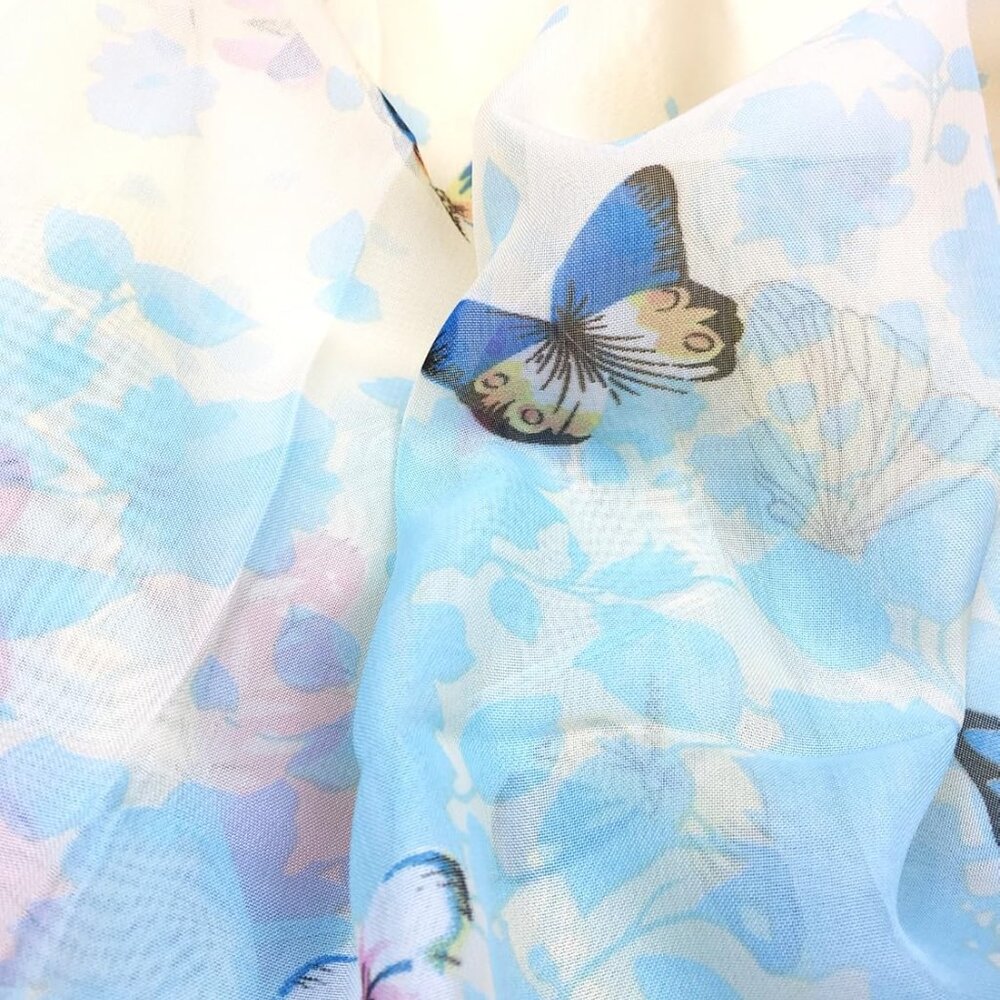 Ladies/Women's Lightweight Floral Print/Solid Color mixture Shawl Scarf For Spri - Picture 3 of 5